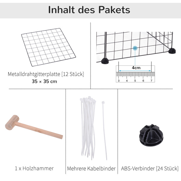 Freilaufgehege Metallgitter Schwarz