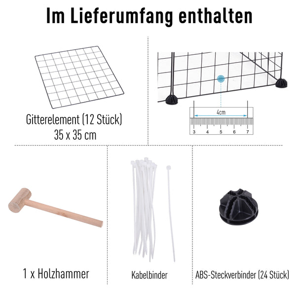 Freilaufgehege Metallgitter Schwarz