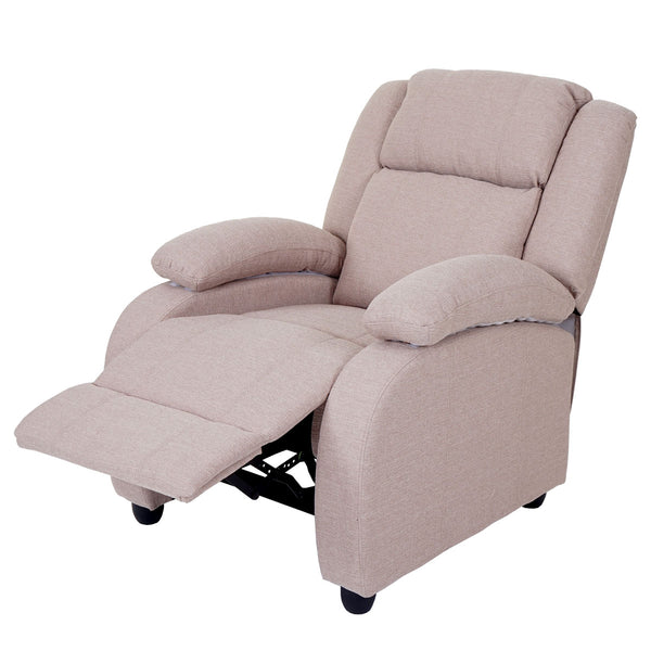 Fernsehsessel Relaxsessel Liegesessel Stoff creme-grau