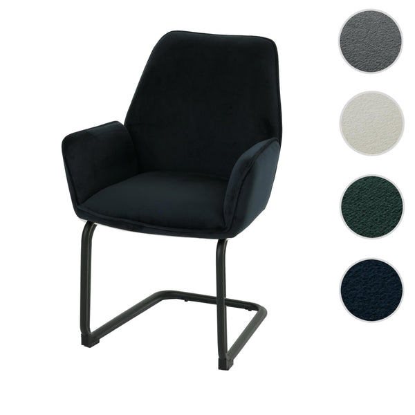 Freischwinger Esszimmerstuhl Küchenstuhl Stoff Öko-Tex anthrazit-blau