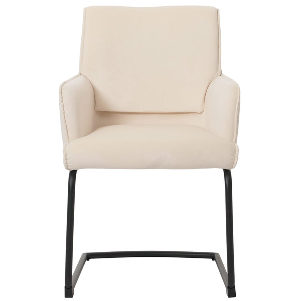 Freischwinger Esszimmerstuhl Küchenstuhl Stoff Öko-Tex creme-beige