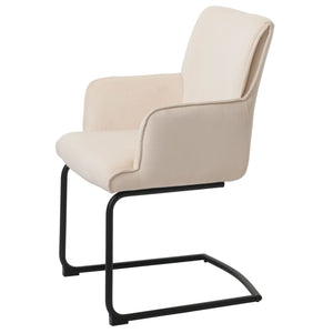 Freischwinger Esszimmerstuhl Küchenstuhl Stoff Öko-Tex creme-beige