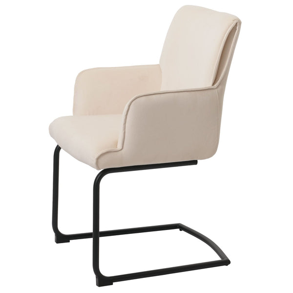 Freischwinger Esszimmerstuhl Küchenstuhl Stoff Öko-Tex creme-beige