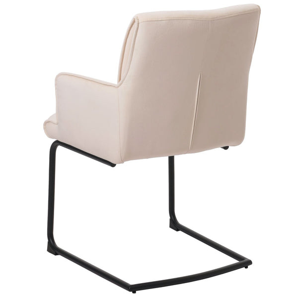 Freischwinger Esszimmerstuhl Küchenstuhl Stoff Öko-Tex creme-beige