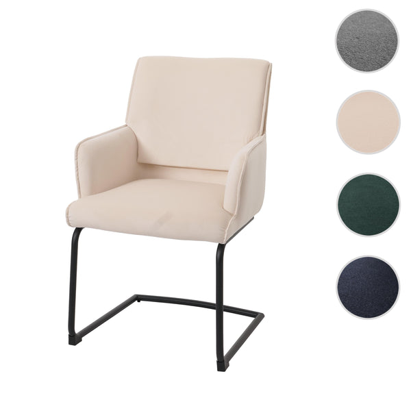 Freischwinger Esszimmerstuhl Küchenstuhl Stoff Öko-Tex creme-beige