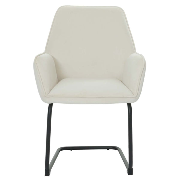 Freischwinger Esszimmerstuhl Küchenstuhl Stoff Öko-Tex creme-beige