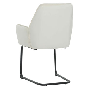 Freischwinger Esszimmerstuhl Küchenstuhl Stoff Öko-Tex creme-beige
