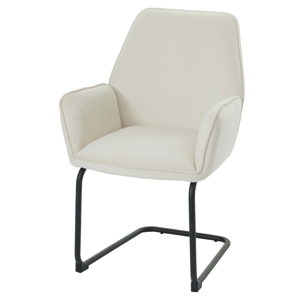 Freischwinger Esszimmerstuhl Küchenstuhl Stoff Öko-Tex creme-beige
