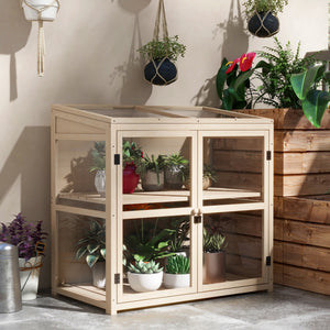 Frühbeet 2-stufig 103x61x103cm aus Holz Natur