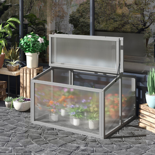 Frühbeet Holz & Polycarbonat kompakt Hellgrau