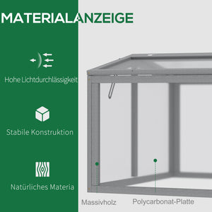Frühbeet Holz & Polycarbonat kompakt Hellgrau