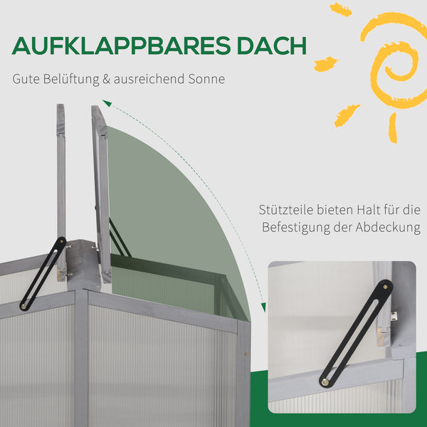 Frühbeet Holz & Polycarbonat kompakt Hellgrau