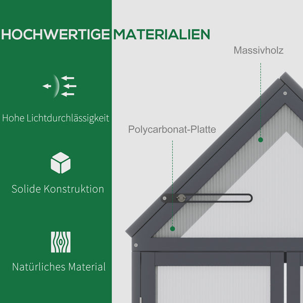 Frühbeet Mini Gewächshaus wetterfest mit 3 Ebenen Holz Polycarbonat