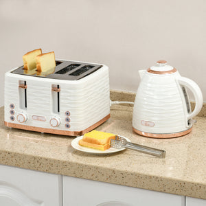 Frühstücksset Toaster und Wasserkocher mit 7 Stufen cremeweiss