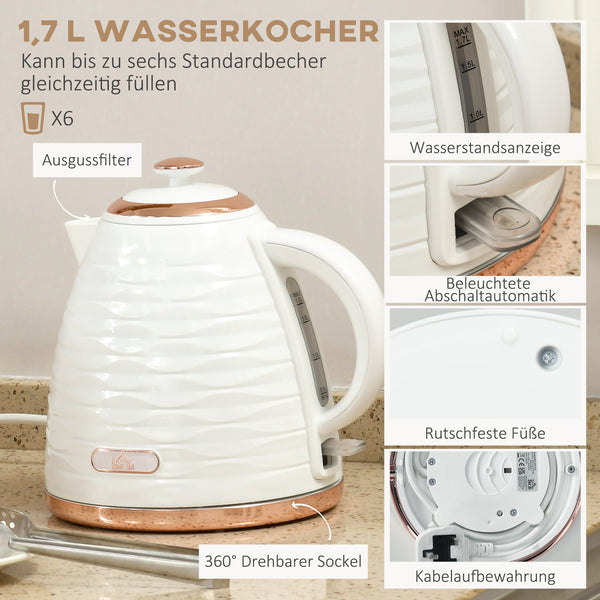 Frühstücksset Toaster und Wasserkocher mit 7 Stufen cremeweiss