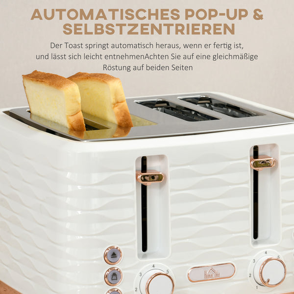 Frühstücksset Toaster und Wasserkocher mit 7 Stufen cremeweiss