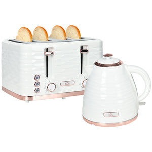 Frühstücksset Toaster und Wasserkocher mit 7 Stufen cremeweiss