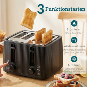 Frühstücksset Wasserkocher Toaster und Eierkocher 1,7L 4 Scheiben schwarz