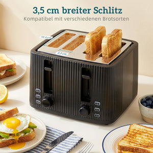 Frühstücksset Wasserkocher Toaster und Eierkocher 1,7L 4 Scheiben schwarz