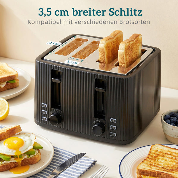Frühstücksset Wasserkocher Toaster und Eierkocher 1,7L 4 Scheiben schwarz