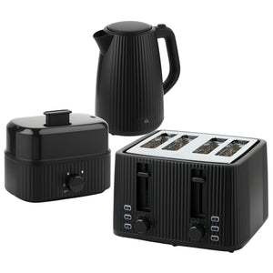Frühstücksset Wasserkocher Toaster und Eierkocher 1,7L 4 Scheiben schwarz