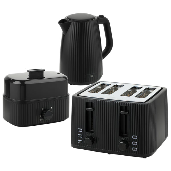 Frühstücksset Wasserkocher Toaster und Eierkocher 1,7L 4 Scheiben schwarz