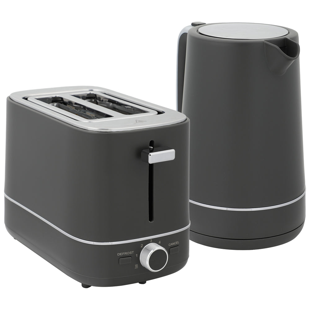 Frühstücksset Wasserkocher und Toaster mit 6 Stufen grau