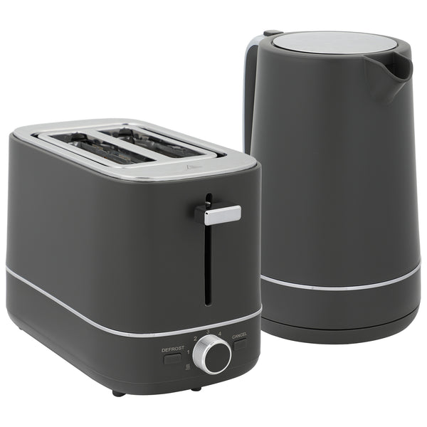 Frühstücksset Wasserkocher und Toaster mit 6 Stufen grau