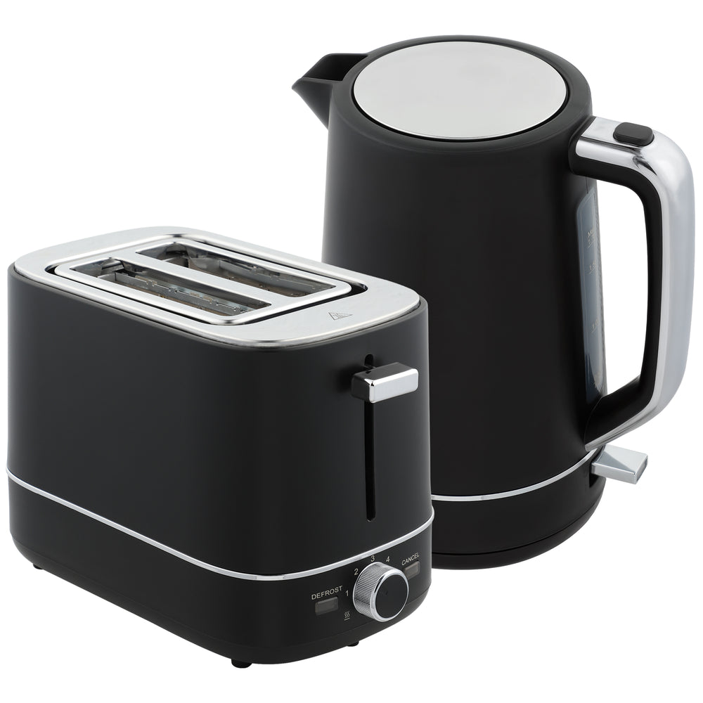 Frühstücksset Wasserkocher und Toaster 1,7L Edelstahl schwarz
