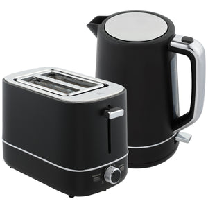 Frühstücksset Wasserkocher und Toaster 1,7L Edelstahl schwarz