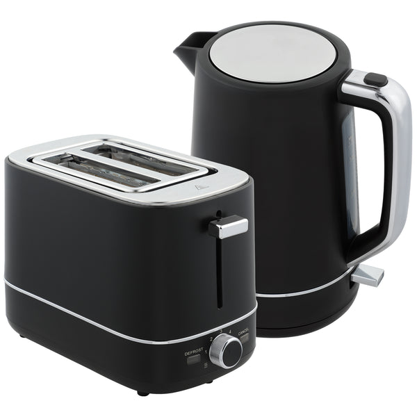 Frühstücksset Wasserkocher und Toaster 1,7L Edelstahl schwarz