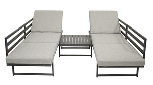 Funktions Lounge Set Gartengarnitur BOGOTA, Aluminium matt-grau, Polster hellgrau