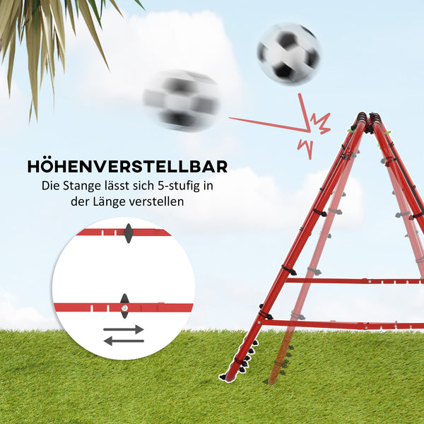 Fussball Rebounder Rückprallwand 5 Stufen Stahl Rot