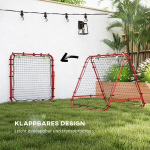 Fussball Rebounder Rückprallwand 5 Stufen Stahl Rot