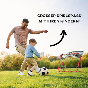 Fussball Rebounder Rückprallwand 5 Stufen Stahl Rot