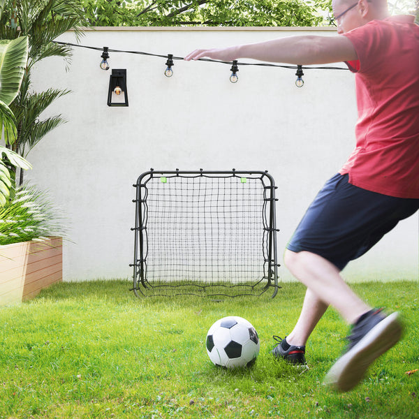 Fussball Rebounder Rückprallwand 5 Stufen Stahl Schwarz