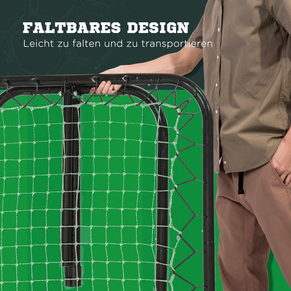 Fussball Rebounder klappbar mit 5 Stufen Schwarz