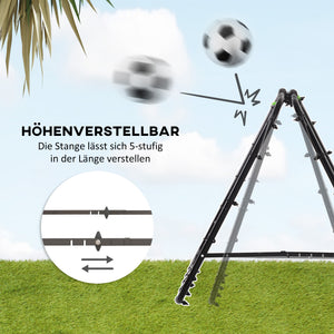 Fussball Rebounder Rückprallwand 5 Stufen Stahl Schwarz
