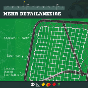 Fussball Rebounder klappbar mit 5 Stufen Schwarz