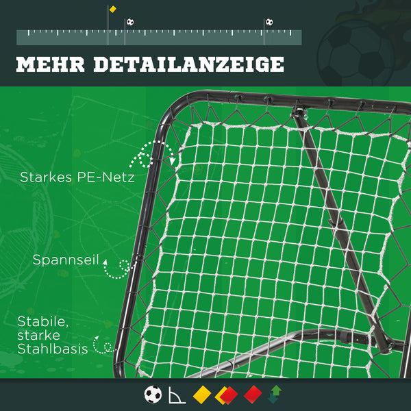 Fussball Rebounder klappbar mit 5 Stufen Schwarz