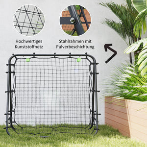 Fussball Rebounder Rückprallwand 5 Stufen Stahl Schwarz