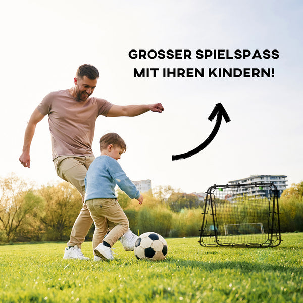 Fussball Rebounder Rückprallwand 5 Stufen Stahl Schwarz