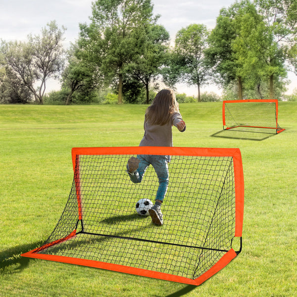 Fussballtor 2er-Set faltbar 183x90x90cm Orange