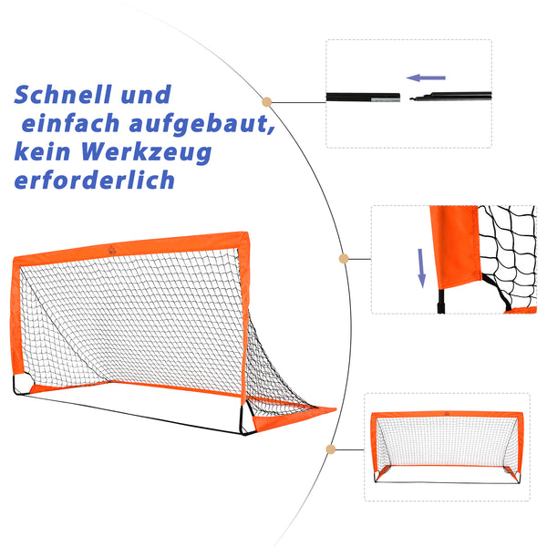 Fussballtor 2er-Set faltbar 183x90x90cm Orange