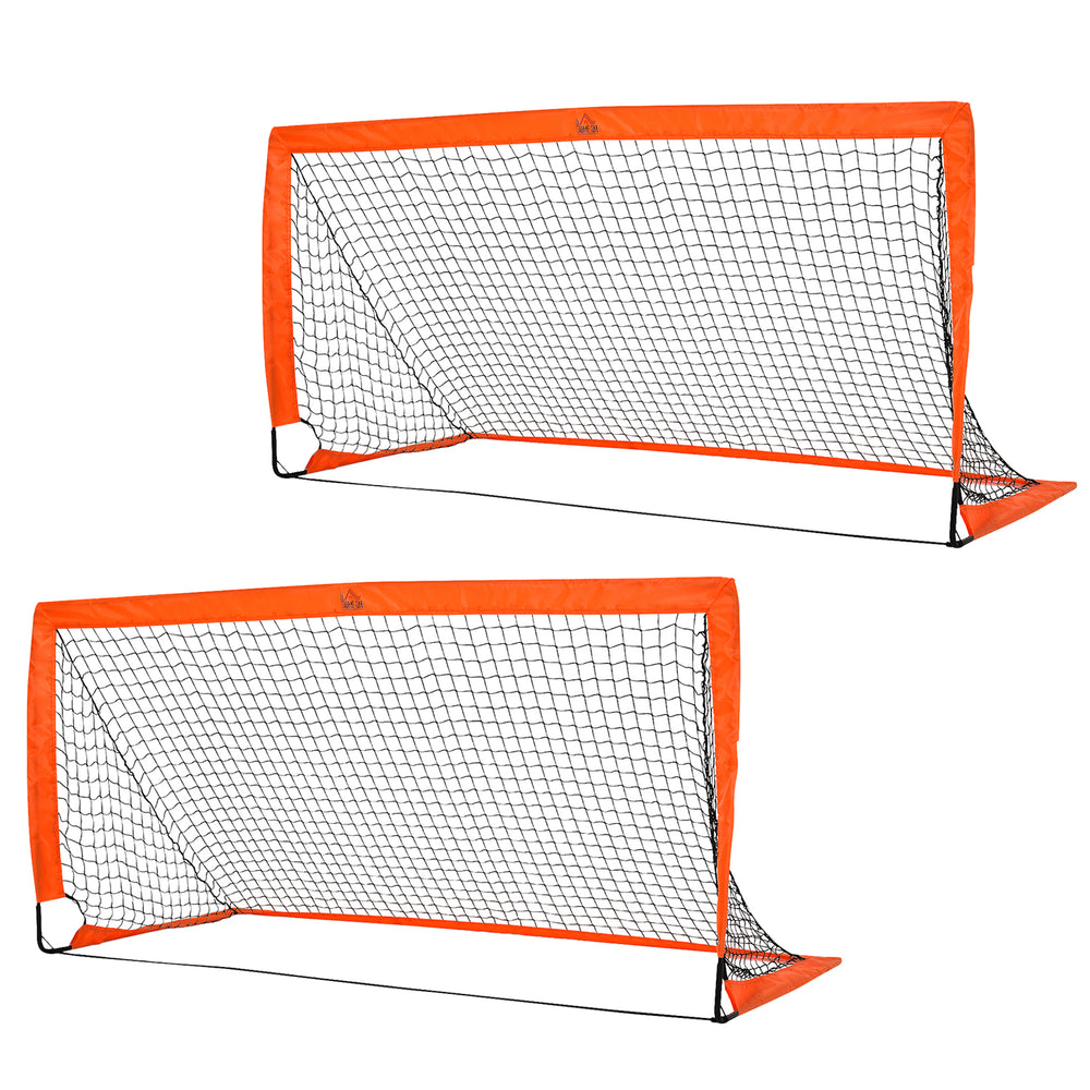 Football goal 2-piece set foldable 183x90x90cm Orange
