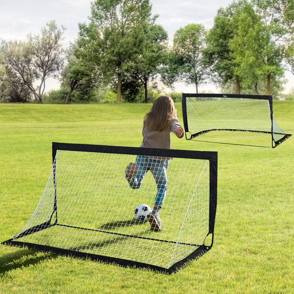 Fussballtor 2er Set faltbar aus Stahl Schwarz