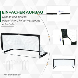 Fussballtor 2er Set faltbar aus Stahl Schwarz