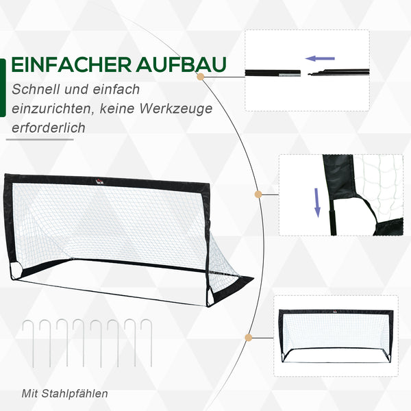 Fussballtor 2er Set faltbar aus Stahl Schwarz