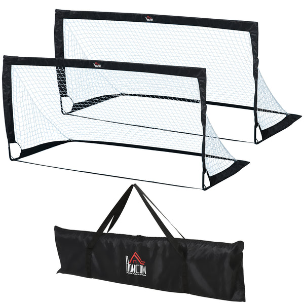 Fussballtor 2er Set faltbar aus Stahl Schwarz