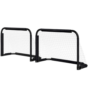 Fussballtor 2er-Set klappbar Metallrahmen 90x36x60cm Schwarz